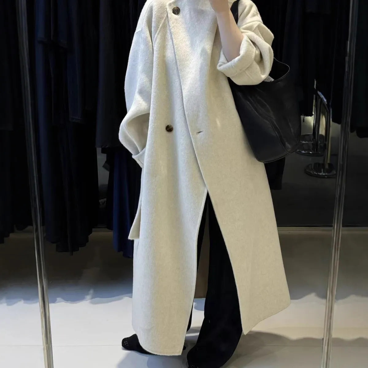 Maeve Women's Wool Coat - cream, front