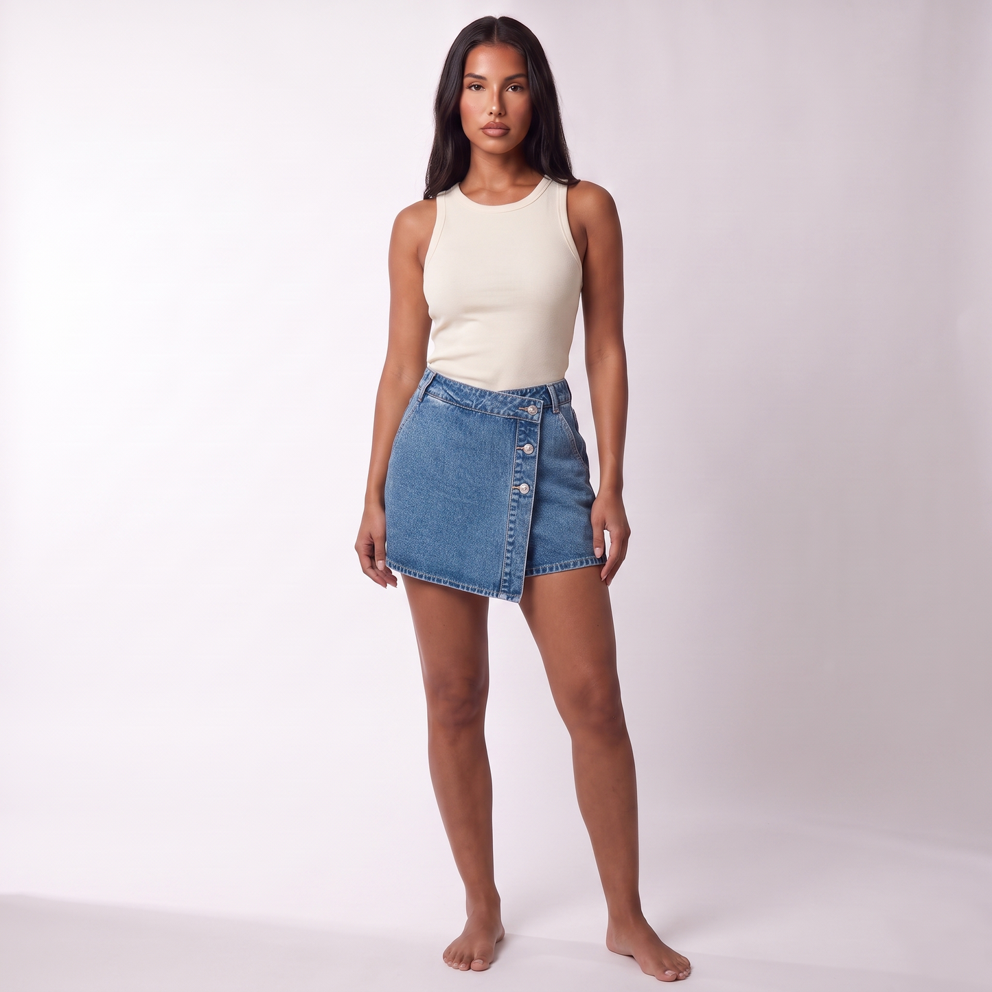 Denim Short Skirts - full length, Blue