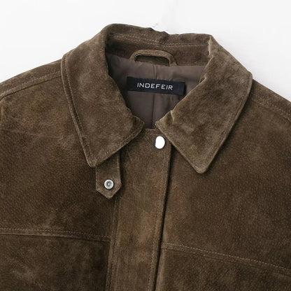 Maeve Women's Leather Jacket - brown, detail