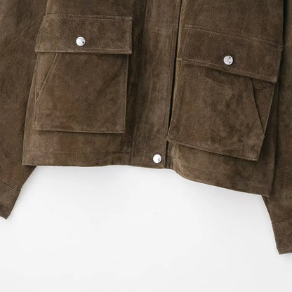 Maeve Women's Leather Jacket - brown, back