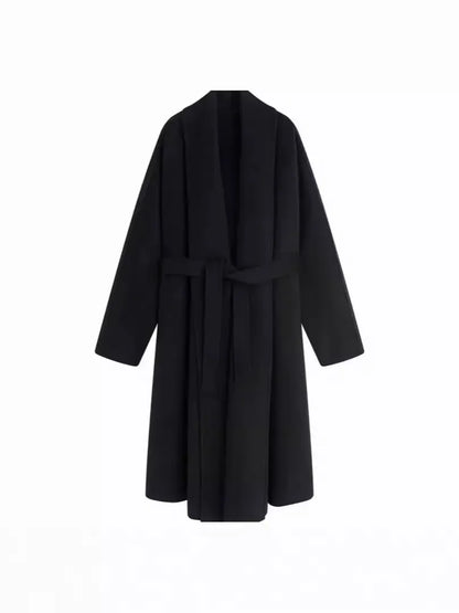 Maeve Women's Wool Coat - black, flat
