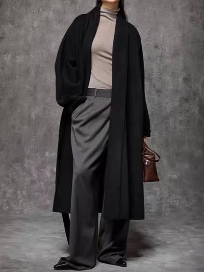 Maeve Women's Wool Coat - black, front