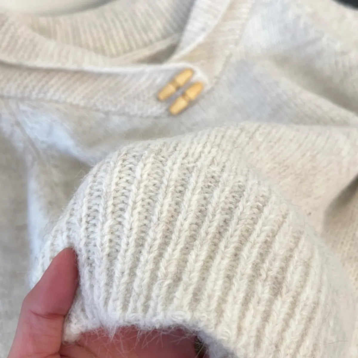 Maeve Women's Knitted Jumper - cream, detail