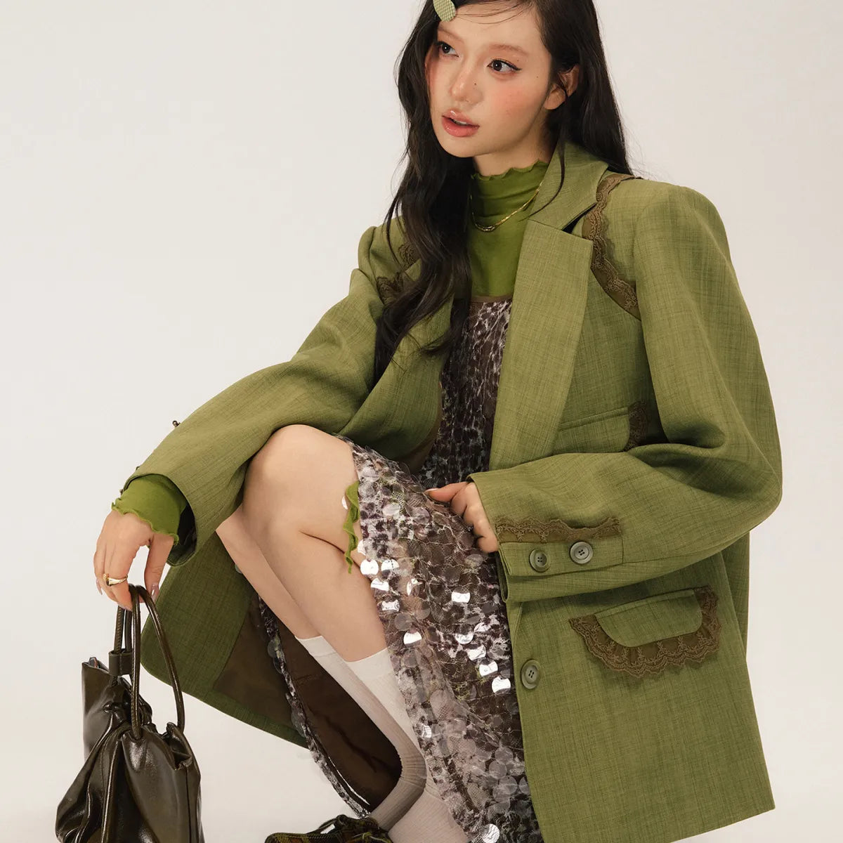 Maeve Women's Blazer - green, front