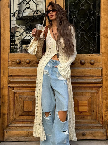 Maeve Women's Longline Cardigan - cream, front