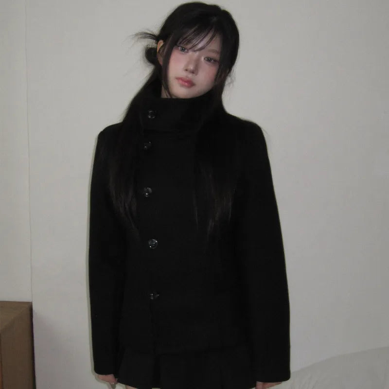 Maeve Women's Wool Coat - black, front