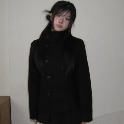 Maeve Women's Wool Coat - black, front