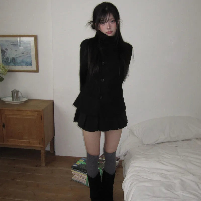 Maeve Women's Wool Coat - black, front