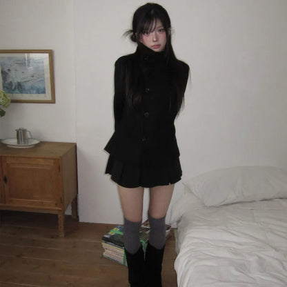 Maeve Women's Wool Coat - black, front