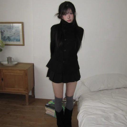 Maeve Women's Wool Coat - black, front