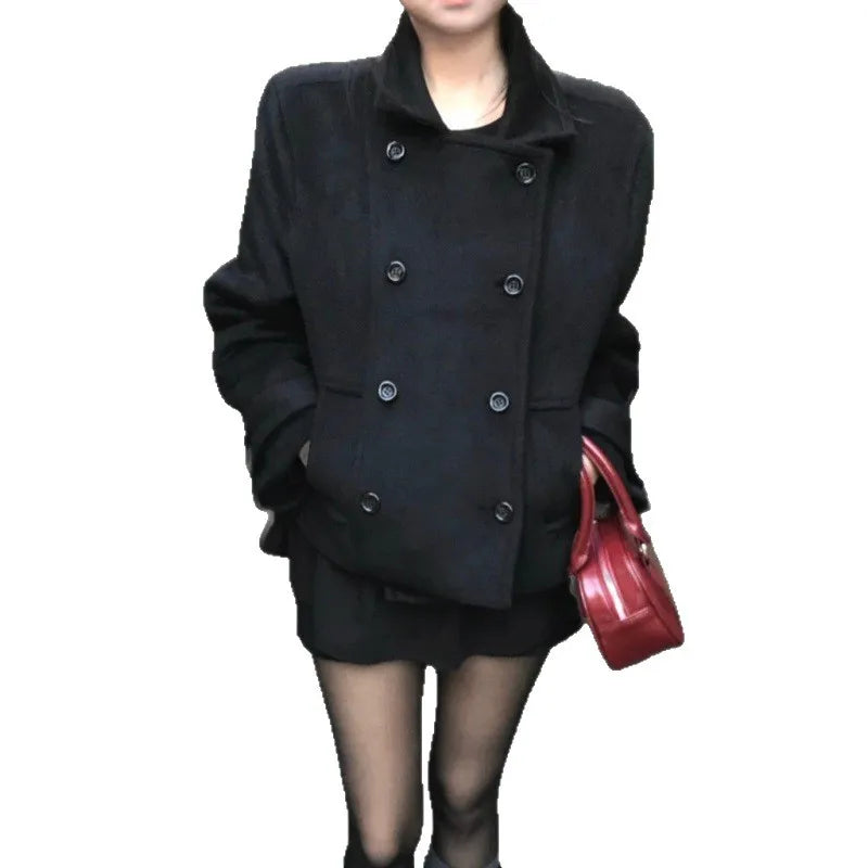 Maeve Women's Wool Coat - black, front