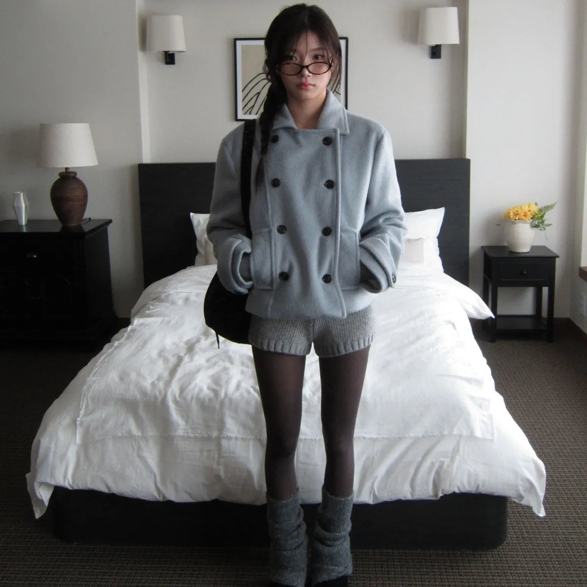 Maeve Women's Wool Coat - grey, front