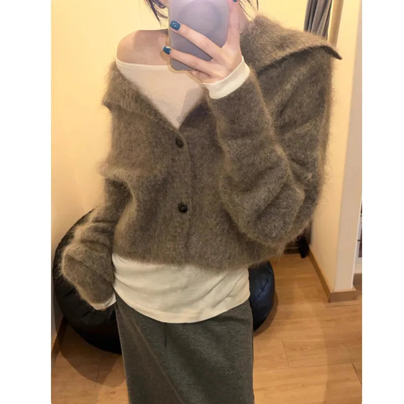 Maeve Women's Cardigan - taupe, front