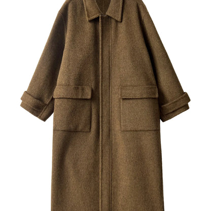 Maeve Women's Wool Coat - olive, flat