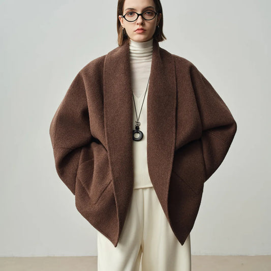 Maeve Women's Wool Coat - brown, front