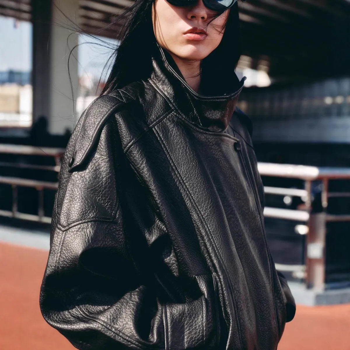 Maeve Women's Leather Jacket - black, front