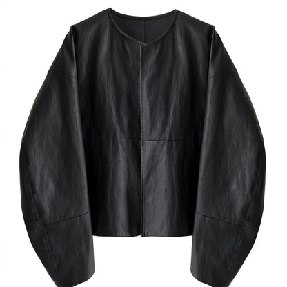 Maeve Women's Leather Jacket - black, flat