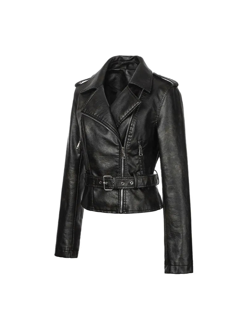 Maeve Women's Leather Jacket - black, flat
