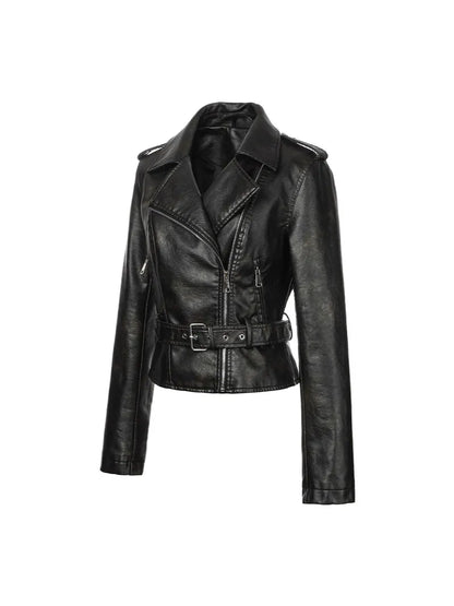 Maeve Women's Leather Jacket - black, flat