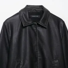 Maeve Women's Leather Jacket - black, flat