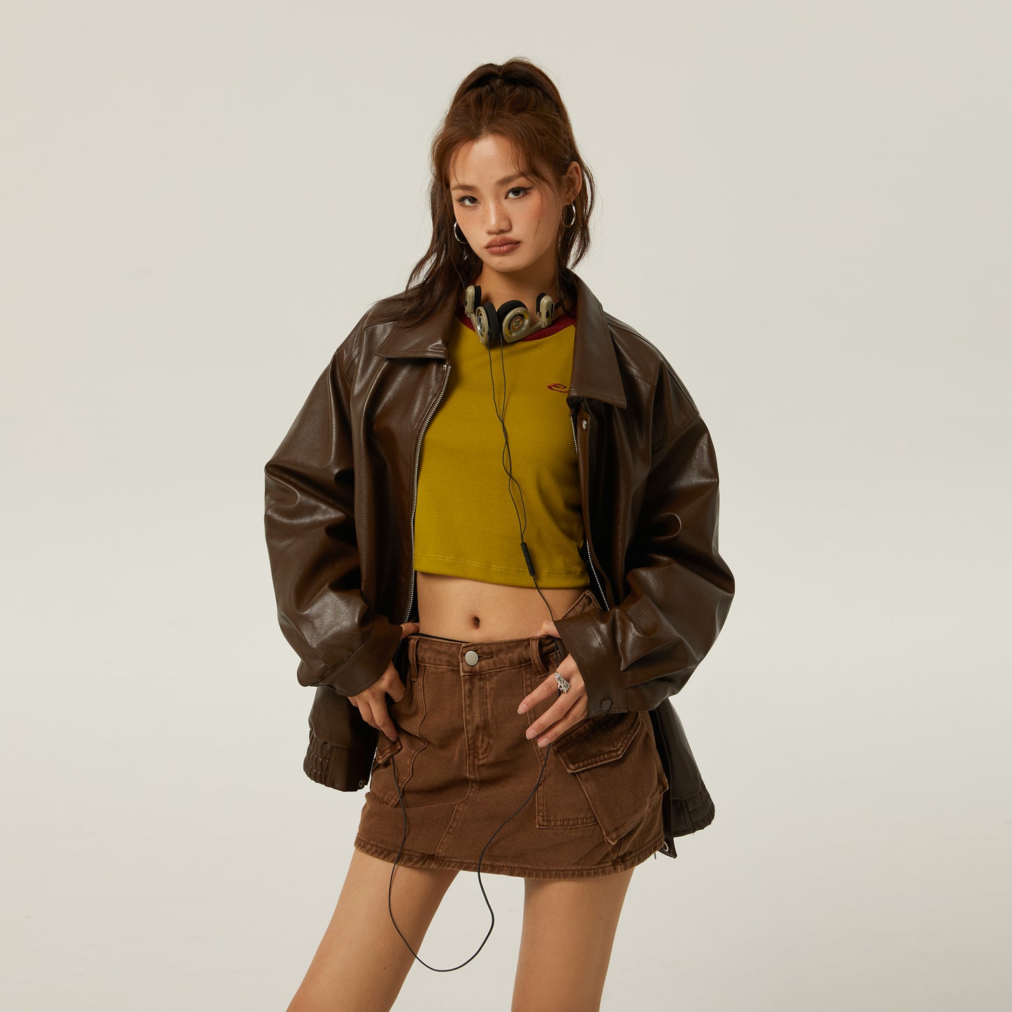Maeve Women's Leather Jacket - Long-Sleeve Relaxed-Fit Autumn-Weight