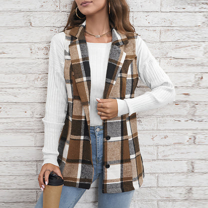 Maeve Women's Coat - Single-Breasted Lapel Stretch