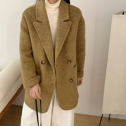 Maeve Women's Wool Coat - Double-Faced Slim-Fit Knee-Length