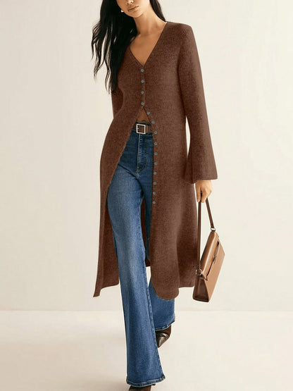 Maeve Women's Longline Cardigan - Vintage Acrylic-Knit Long-Sleeve