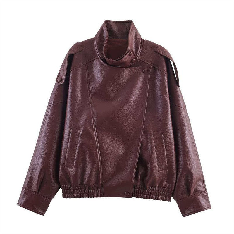 Maeve Women's Leather Jacket - Zip-Up Relaxed-Fit