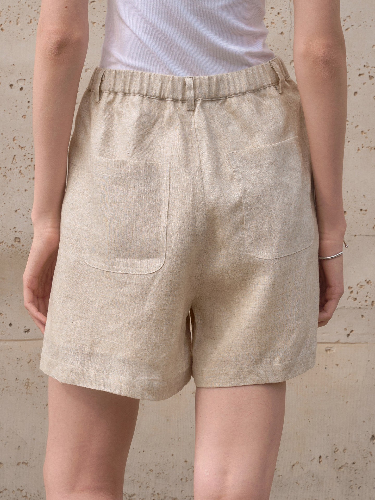 Women's Linen Shorts Pure Linen, High Waist, Wide Leg, Tailored