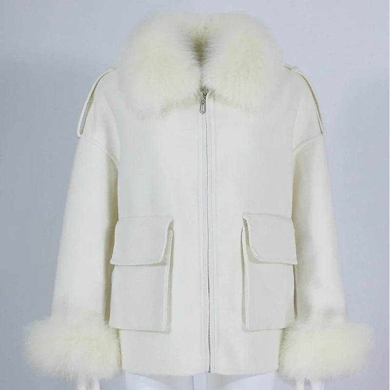 Maeve Women's Wool Coat - Zip-Up Cashmere-Blend Relaxed-Fit