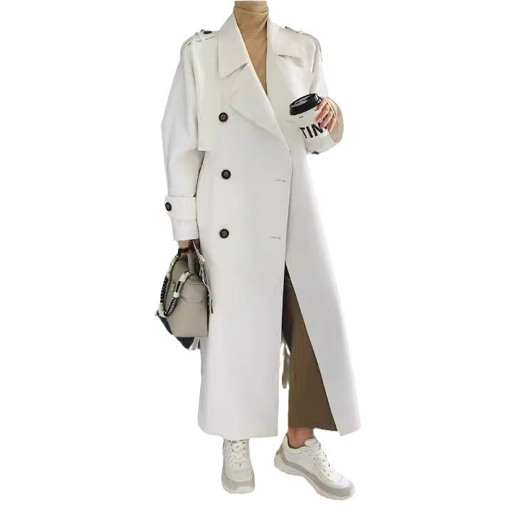 Maeve Women's Trench Coat - Double-Breasted Longline Long-Sleeve
