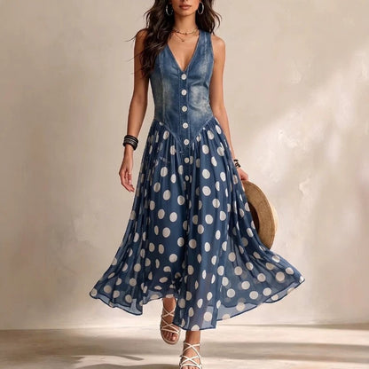 Maeve Women's Dress - Sleeveless Polka-Dot