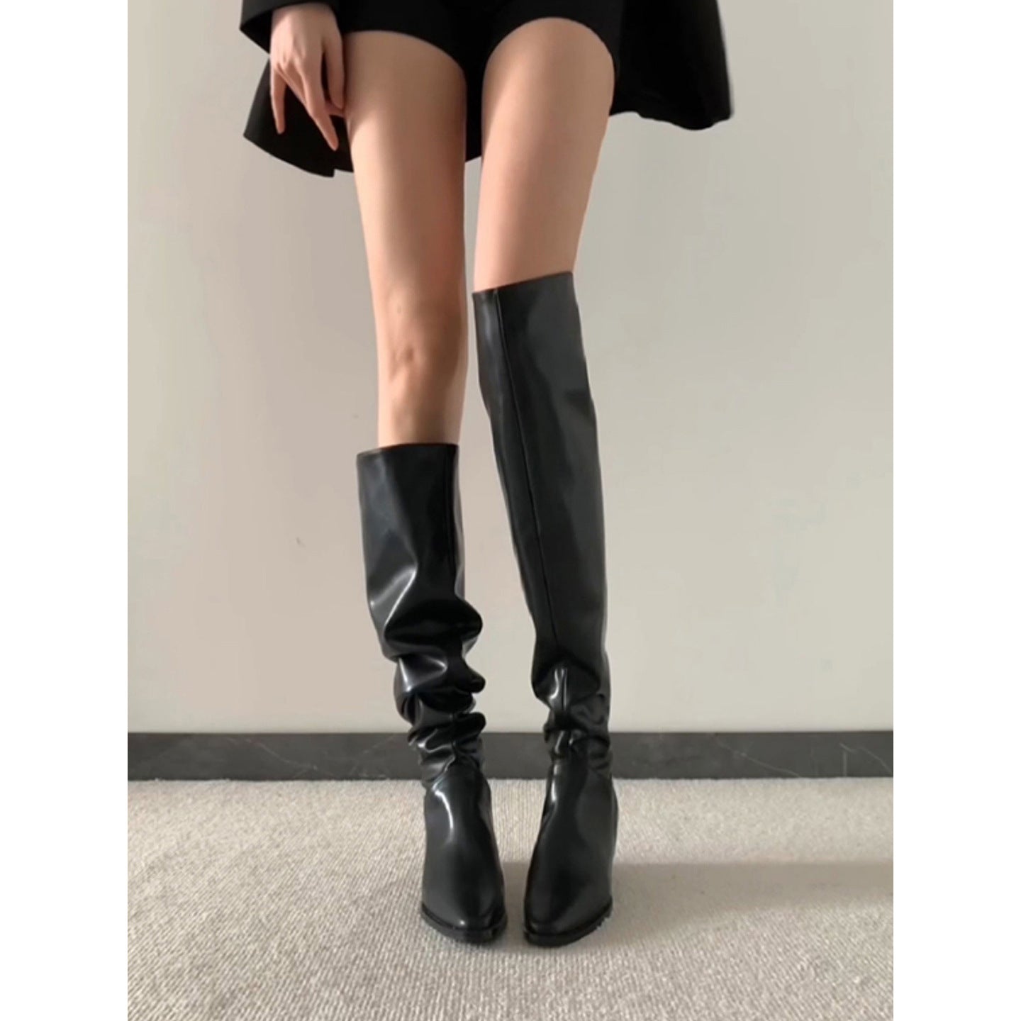 Maeve Women's Over-The-Knee Boots - Leather Pointed-Toe, Heeled, Black