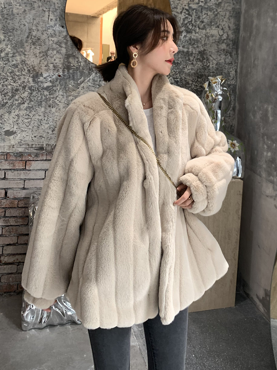 Faux fur coat detail
