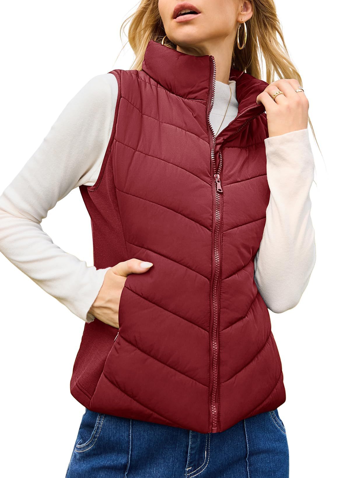 Maeve Women's Coat - Zip-Up High-Neck Cotton