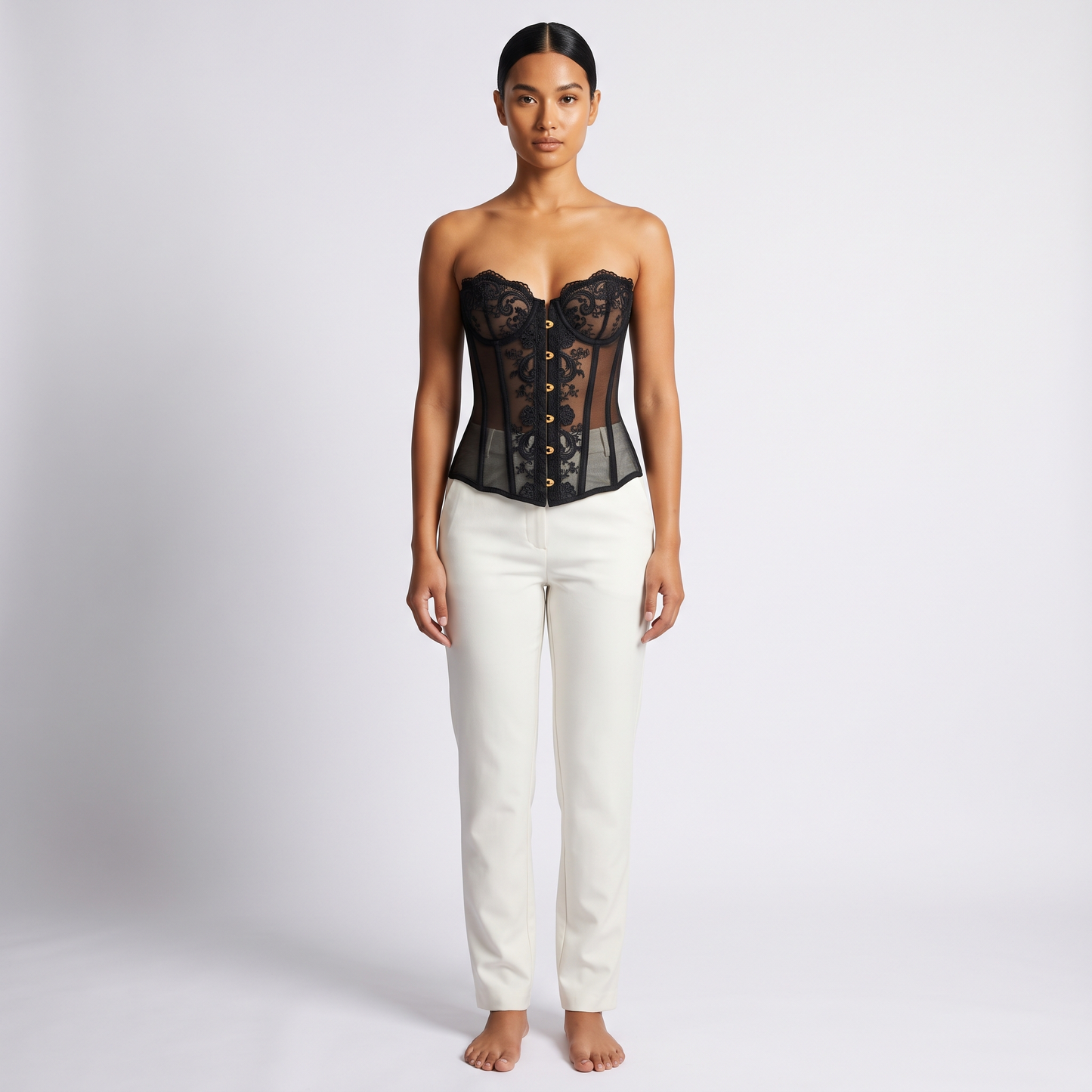 Womens Corset Top - Black - Full Look
