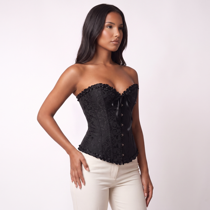 Adjustable Lace-up Corset Top black, three-quarter view