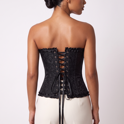Adjustable Lace-up Corset Top black, back lace-up detail