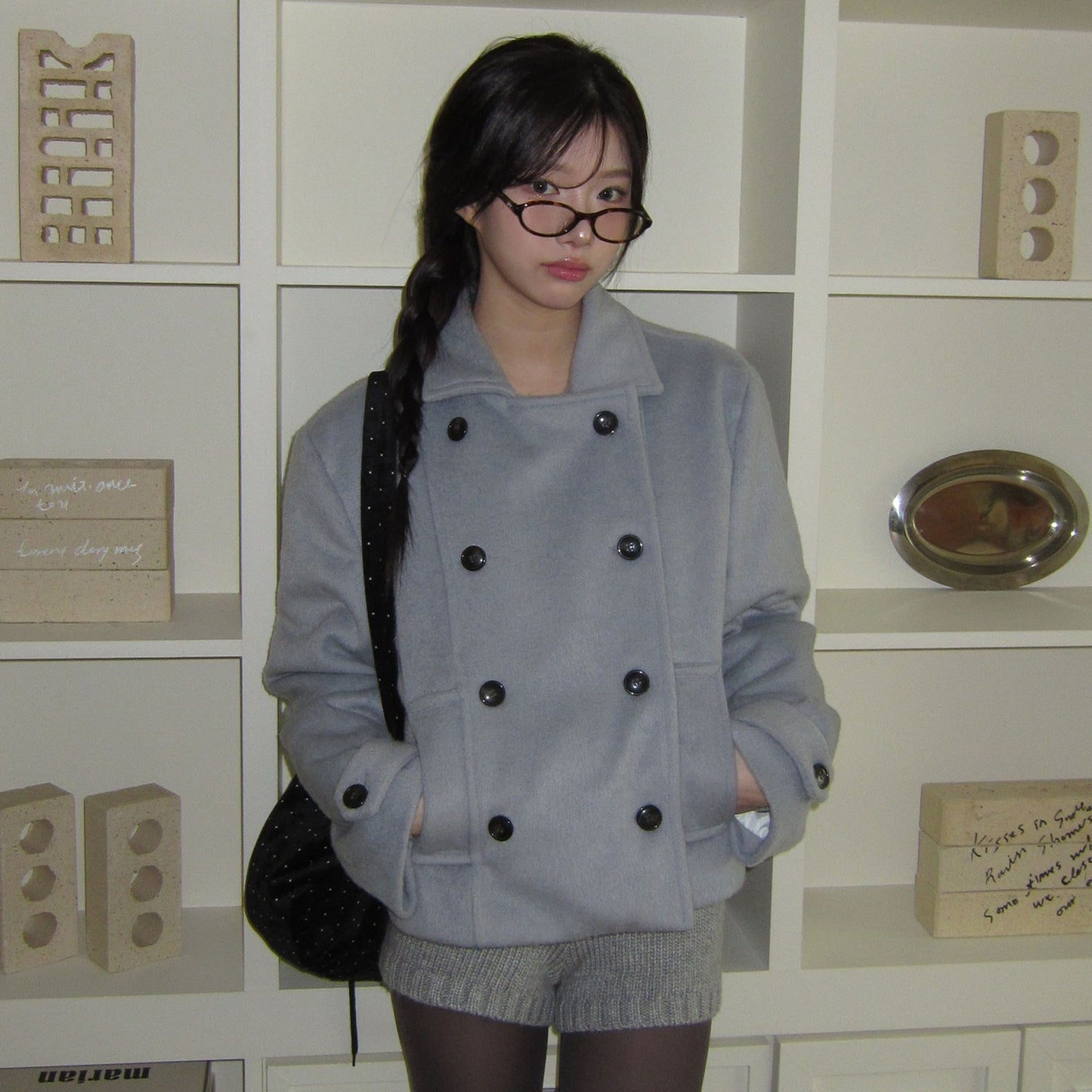 Maeve Women's Wool Coat - Double-Breasted Lapel Long-Sleeve Autumn-Weight