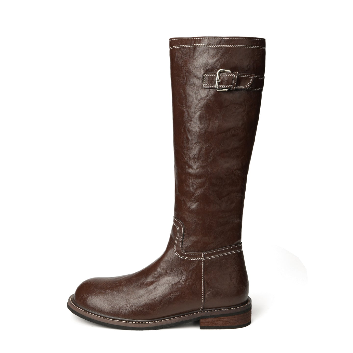 Maeve Women's Knee-High Riding Boots - Washed Leather-Look, Side-Zip