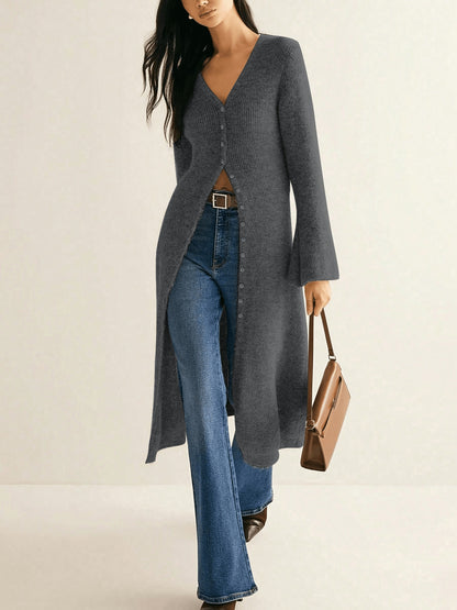 Maeve Women's Longline Cardigan - Vintage Acrylic-Knit Long-Sleeve