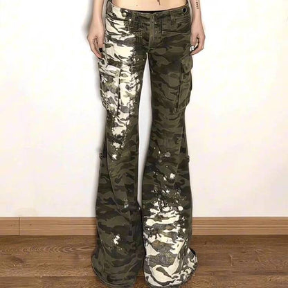 Maeve Women's Wide-Leg Jeans - Spray-Paint Camouflage Denim