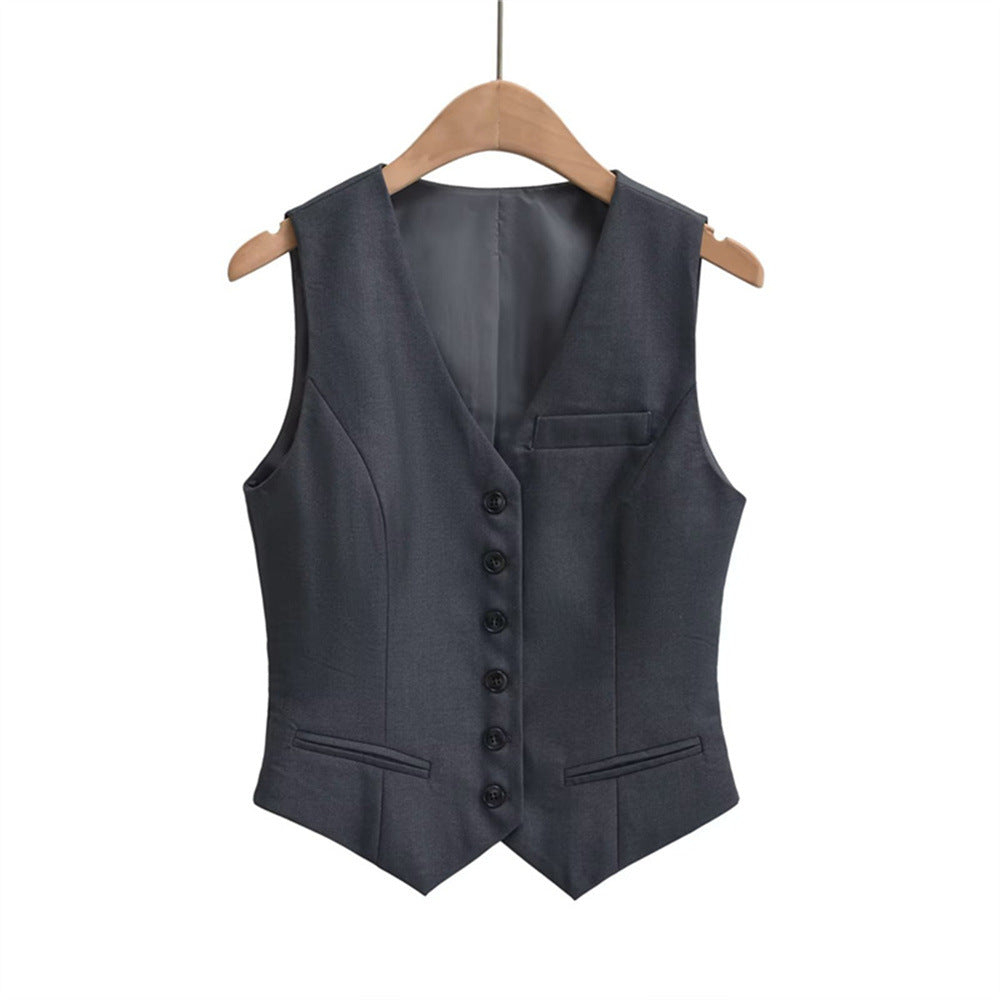 Women's Waistcoat Tailored, V Neck, Button Front, Sleeveless