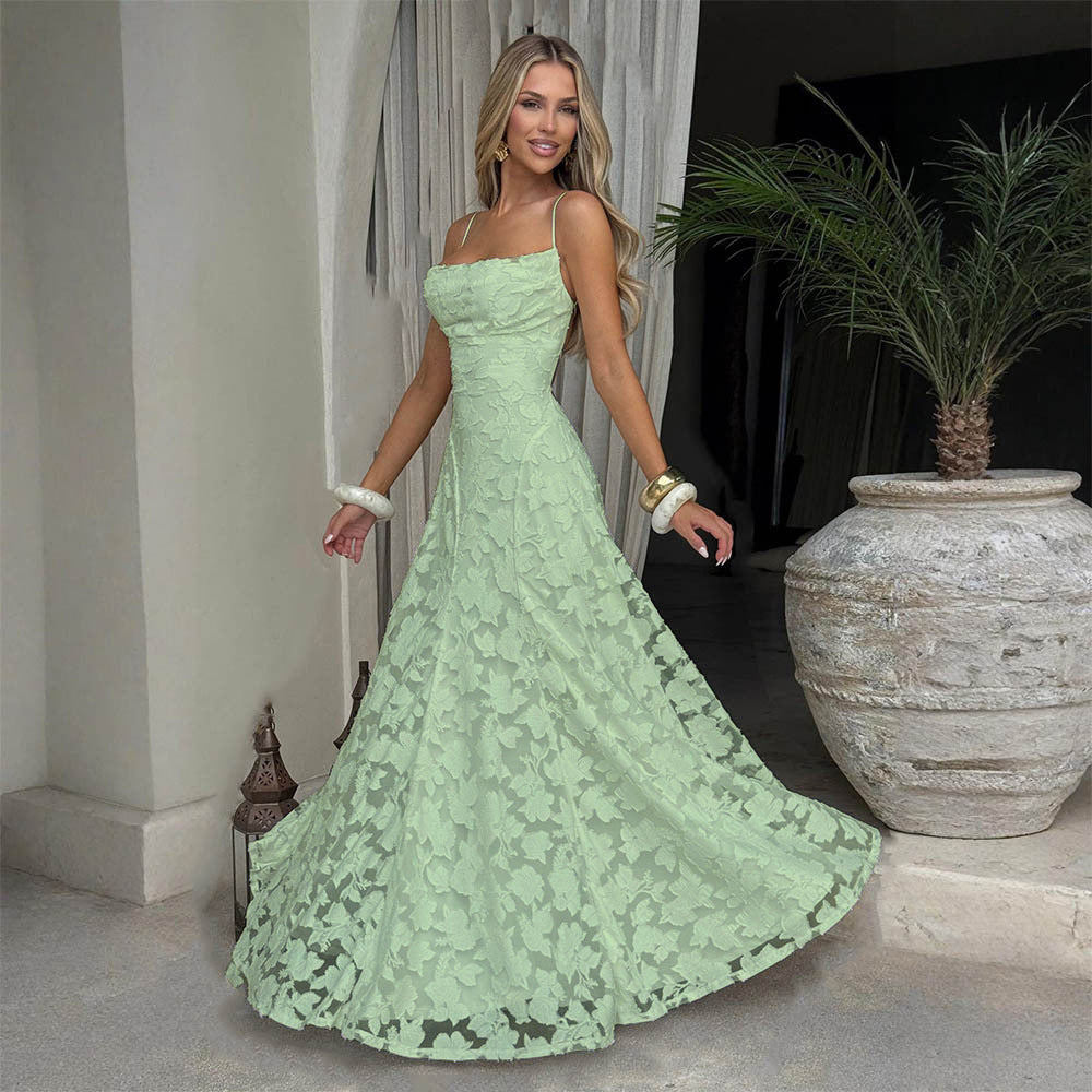 Women's Maxi Dress Lace, Backless, Strappy, Floor Length Evening