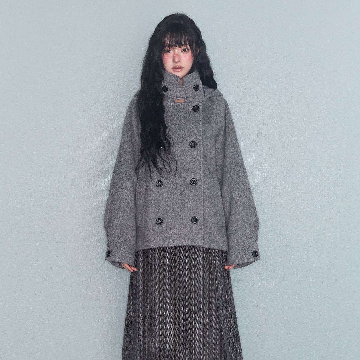 Maeve Women's Wool Coat - Double-Breasted Hooded Stretch