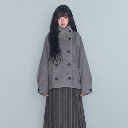Maeve Women's Wool Coat - Double-Breasted Hooded Stretch