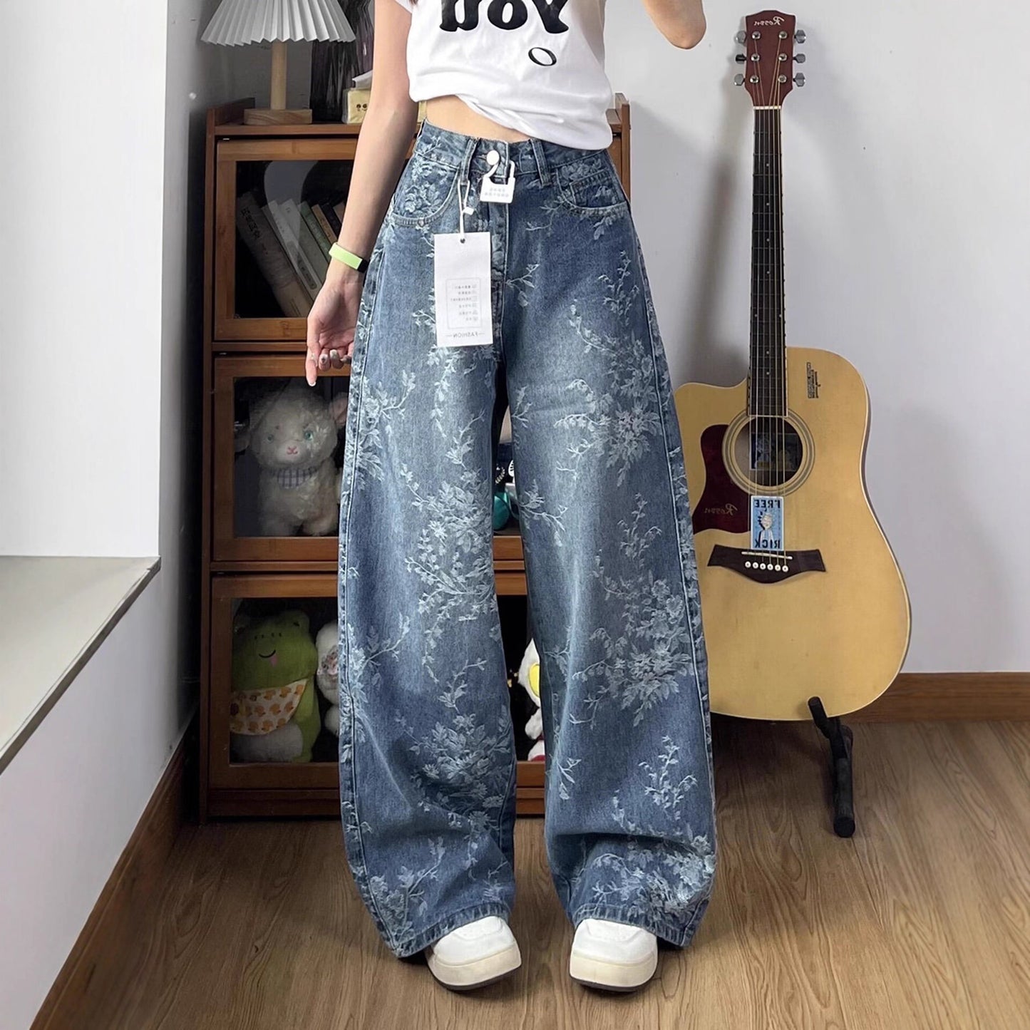 Maeve Women's Wide-Leg Jeans - High-Waisted Jacquard Denim