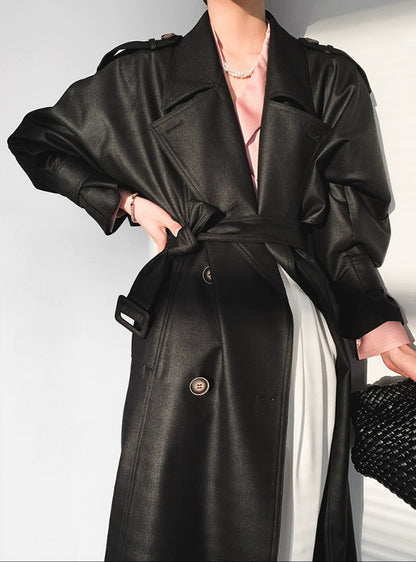 Maeve Women's Trench Coat - Double-Breasted Longline Long-Sleeve