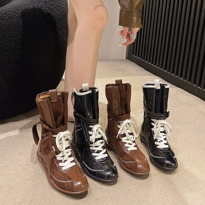 Maeve Women's Lace-Up Combat Boots - Concealed Wedge, Mid-Calf